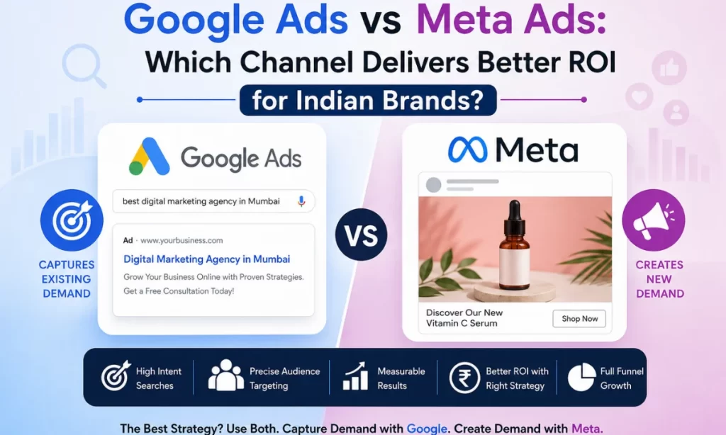 Google Ads vs Meta Ads ROI comparison for Indian brands