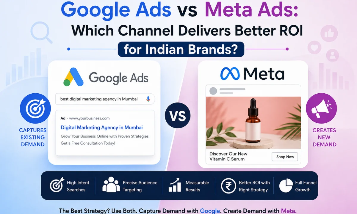 Google Ads vs Meta Ads ROI comparison for Indian brands